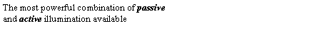 Text Box: The most powerful combination of passive
and active illumination available 
